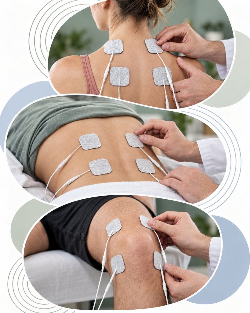 TENS physiotherapy for back, lower back and knee.